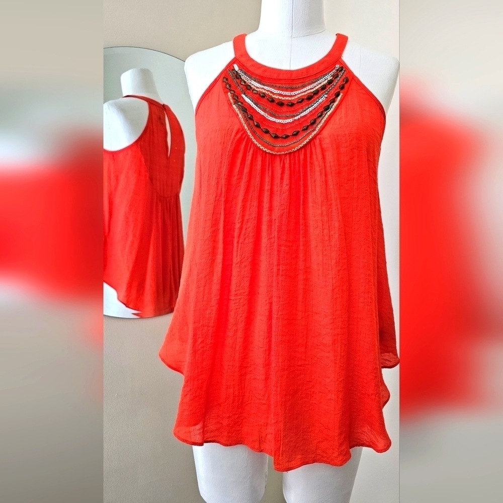 I Z Byer Orange Sleeveless Blouse